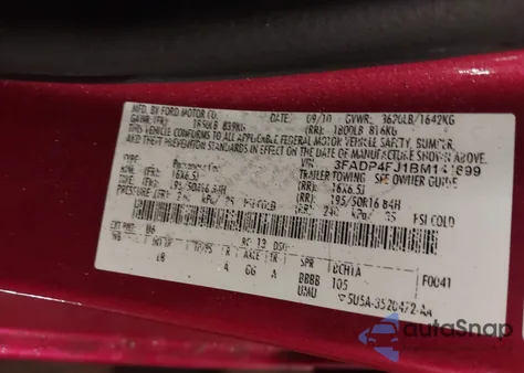 2011 Ford Fiesta Ses z USA, uszkodzony, nr VIN 3FADP4FJ1BM141699